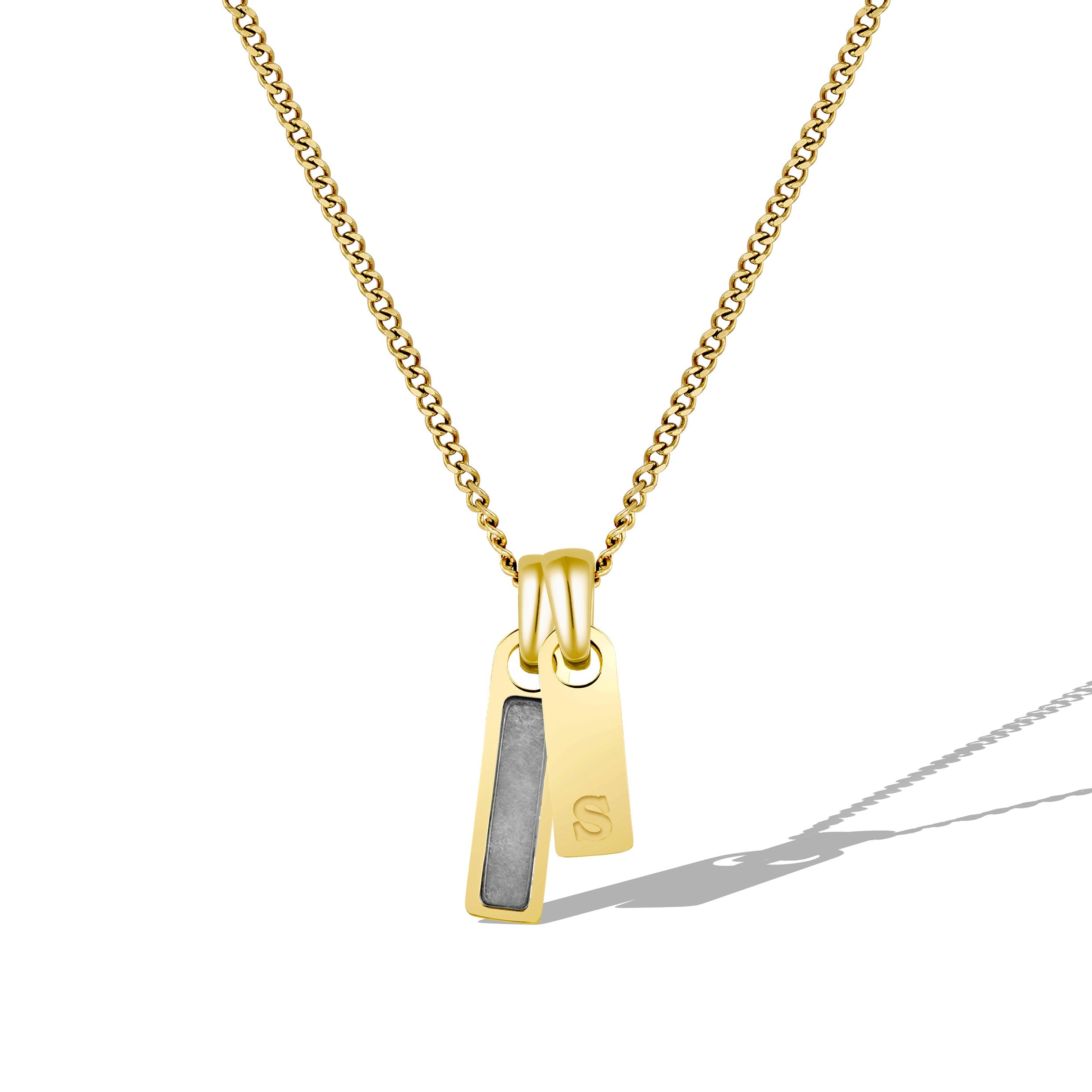 Birthstone & Initial Tag Necklace - Gold