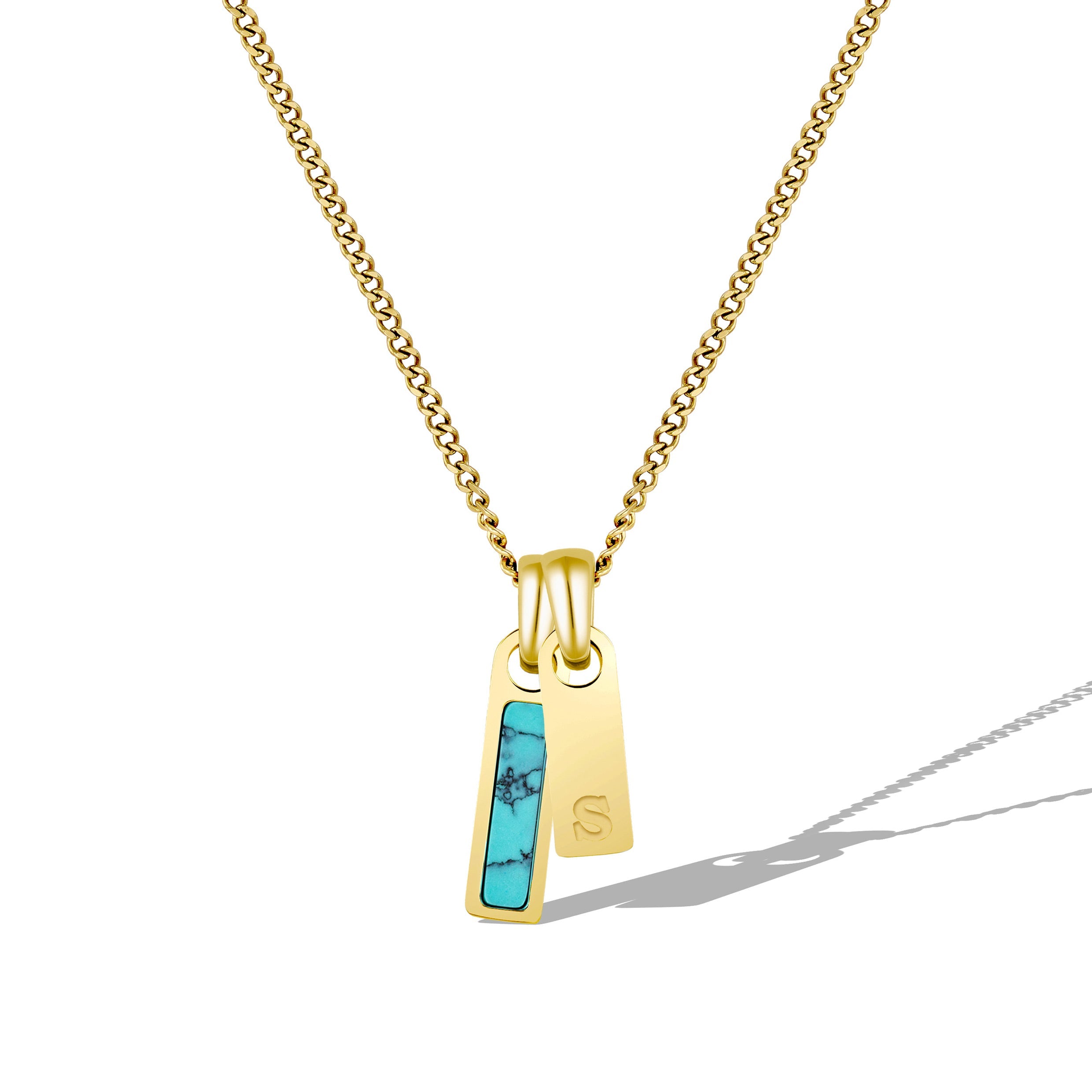 Birthstone & Initial Tag Necklace - Gold