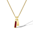Birthstone & Initial Tag Necklace - Gold