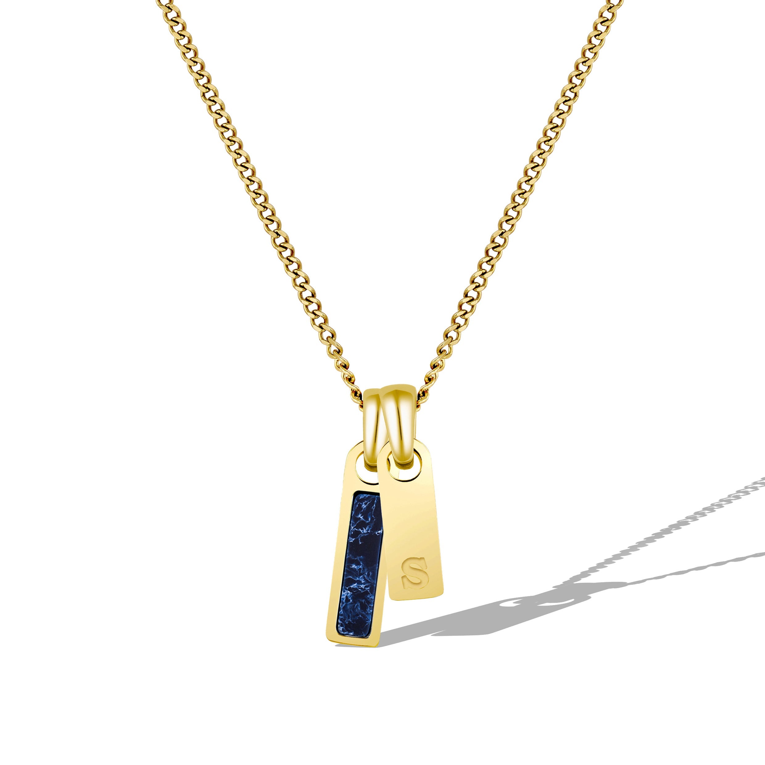 Birthstone & Initial Tag Necklace - Gold