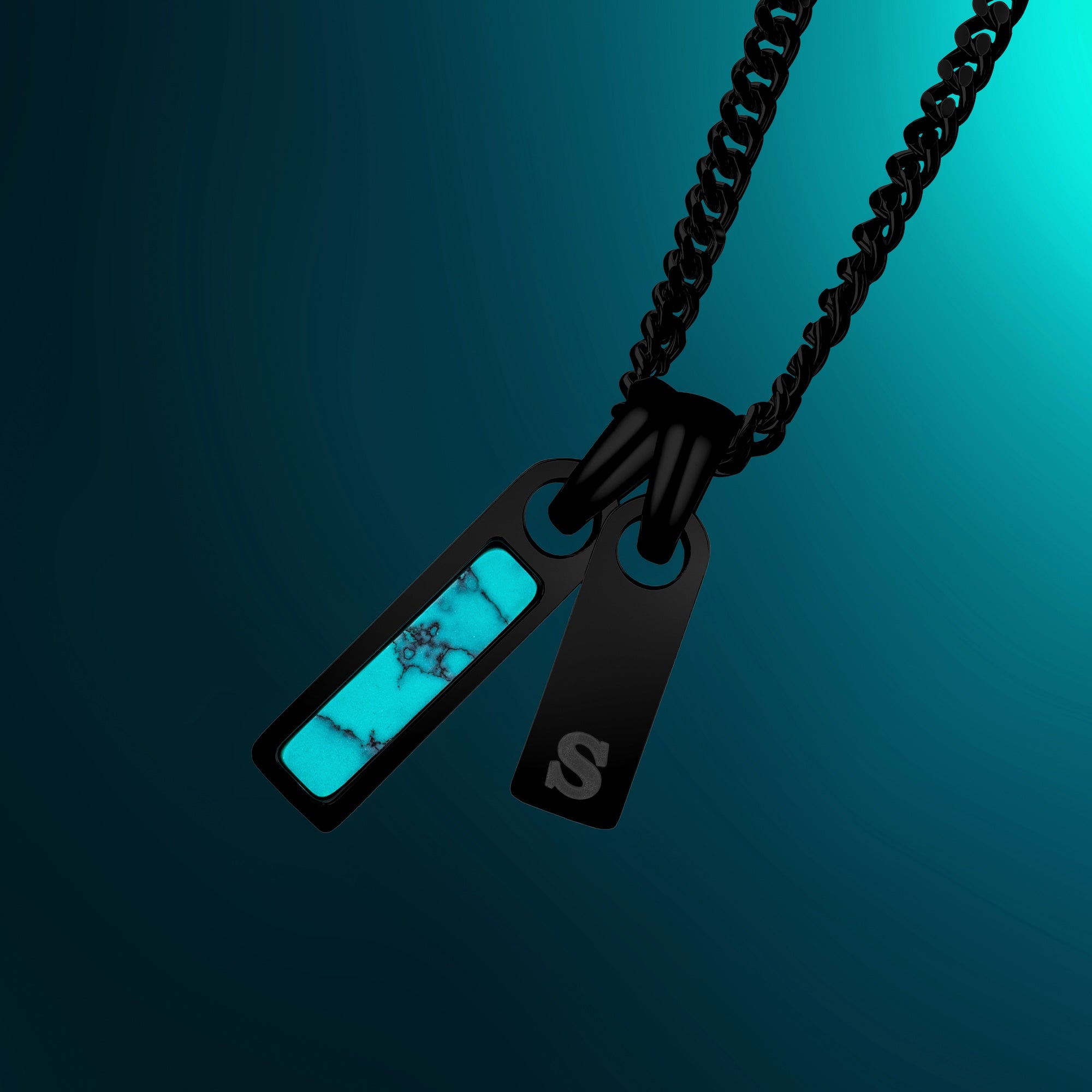 Birthstone & Initial Tag Necklace - Stealth