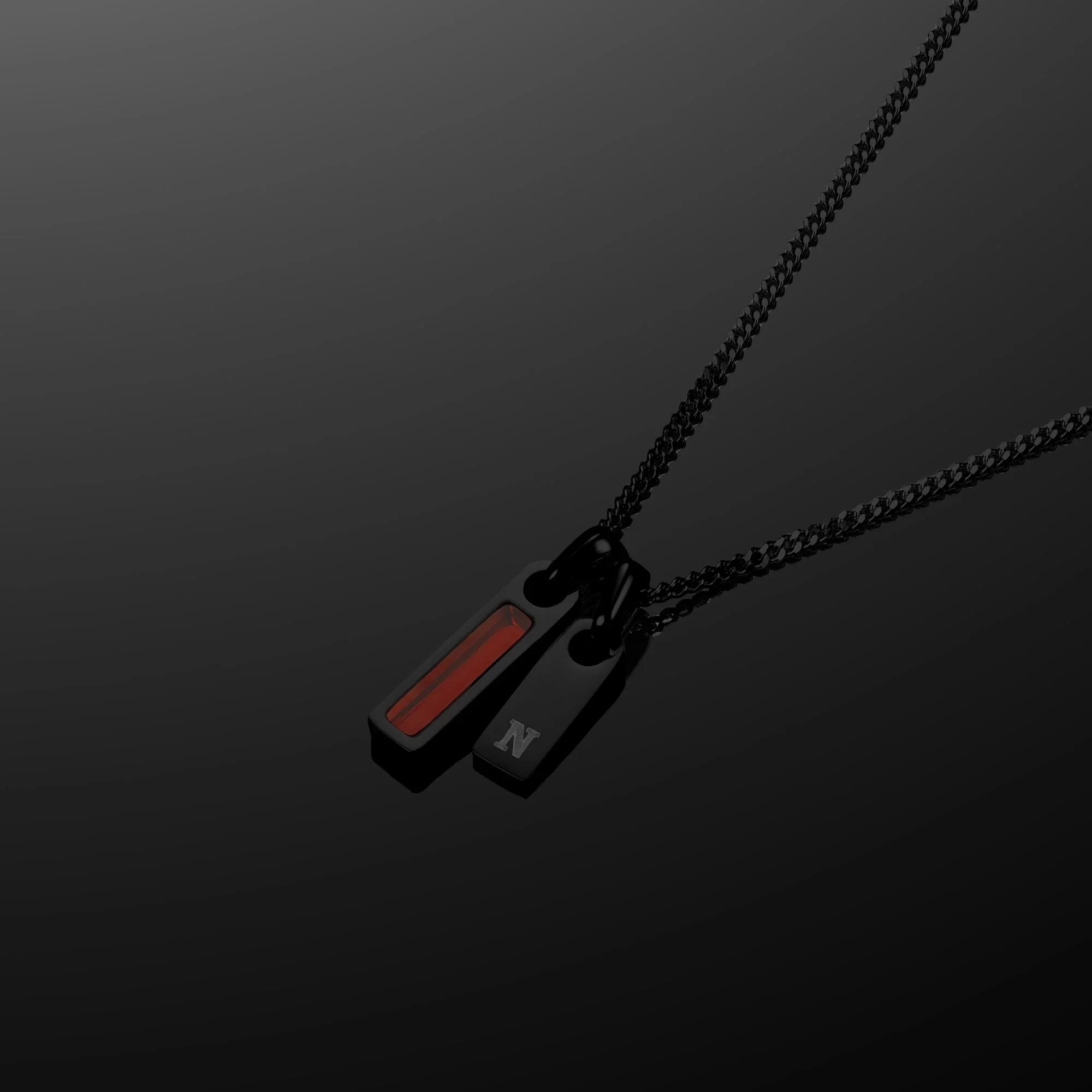 Birthstone & Initial Tag Necklace - Stealth