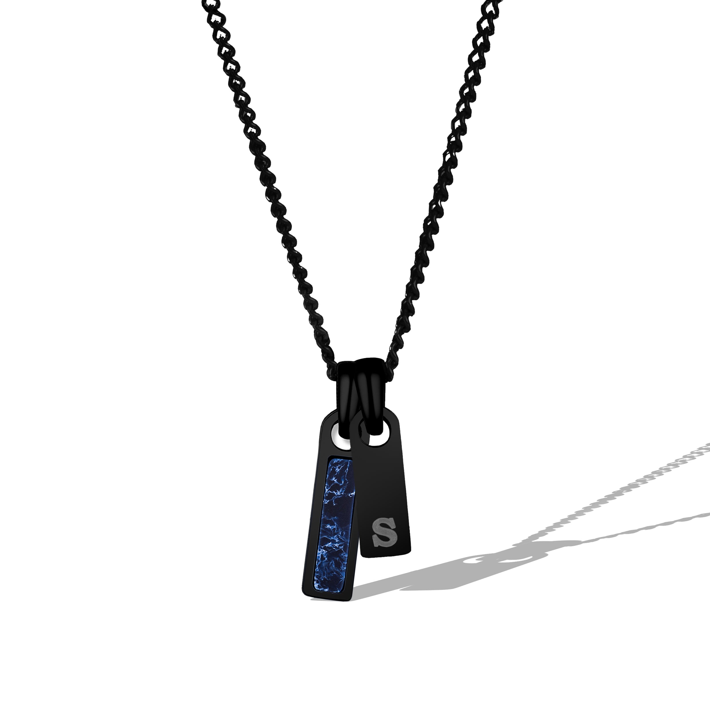 Birthstone & Initial Tag Necklace - Stealth