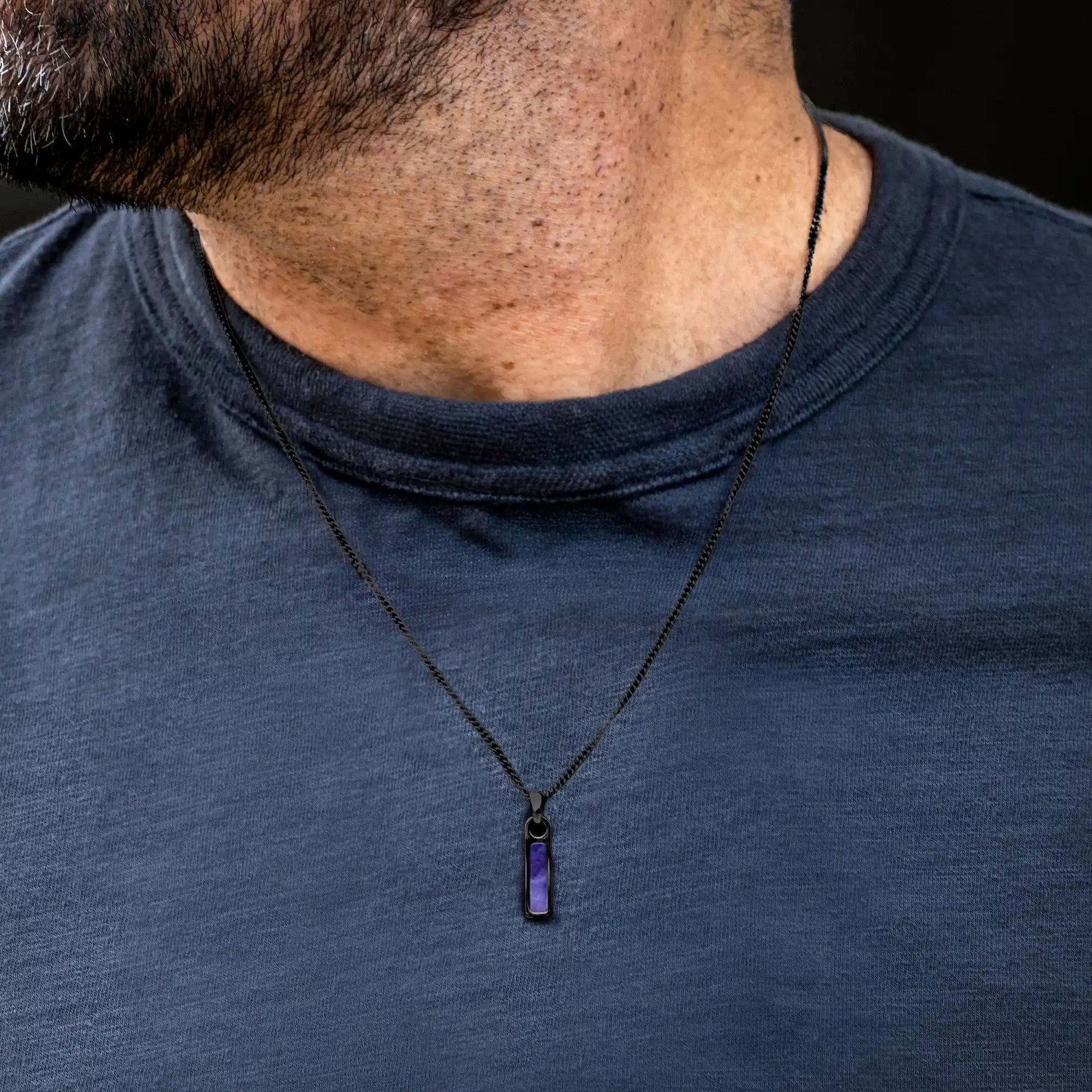 Birthstone Tag Necklace - Stealth