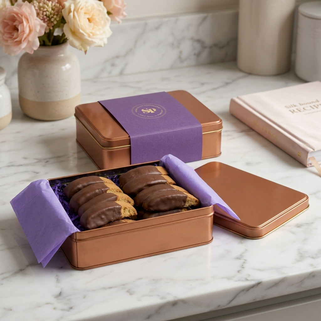 Milk Chocolate Covered Salted Caramel Biscotti Gift Tin - 16 Piece