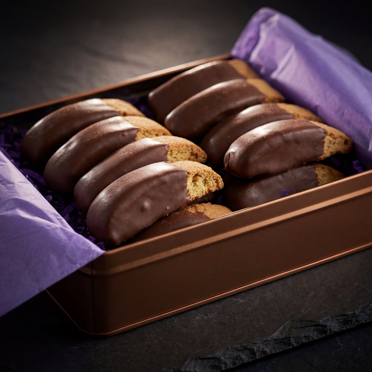 Milk Chocolate Covered Salted Caramel Biscotti Gift Tin - 16 Piece