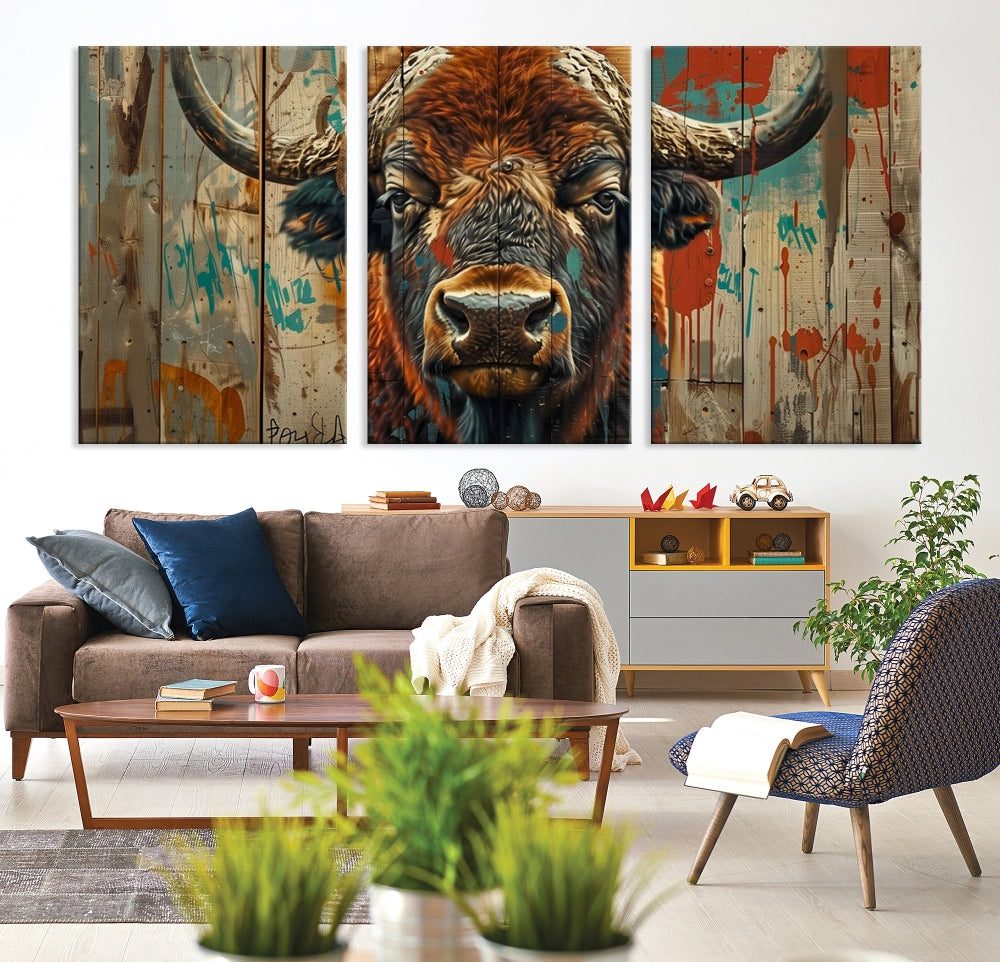 Bison Canvas Wall Art, American Buffalo Print Canvas