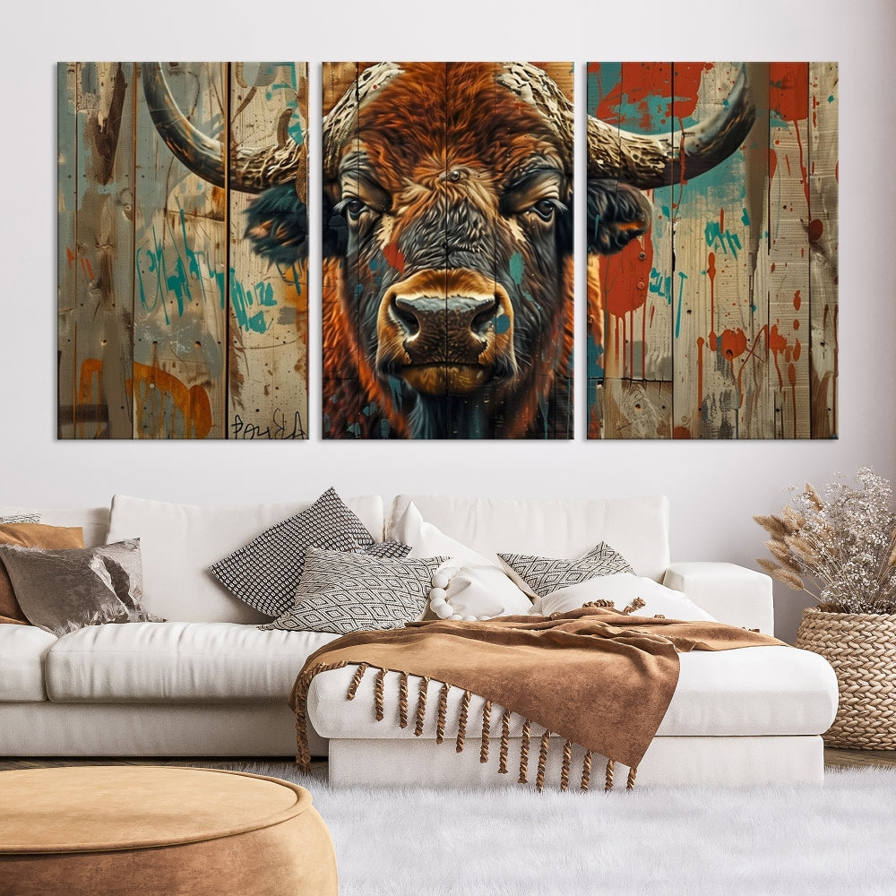 Bison Canvas Wall Art, American Buffalo Print Canvas