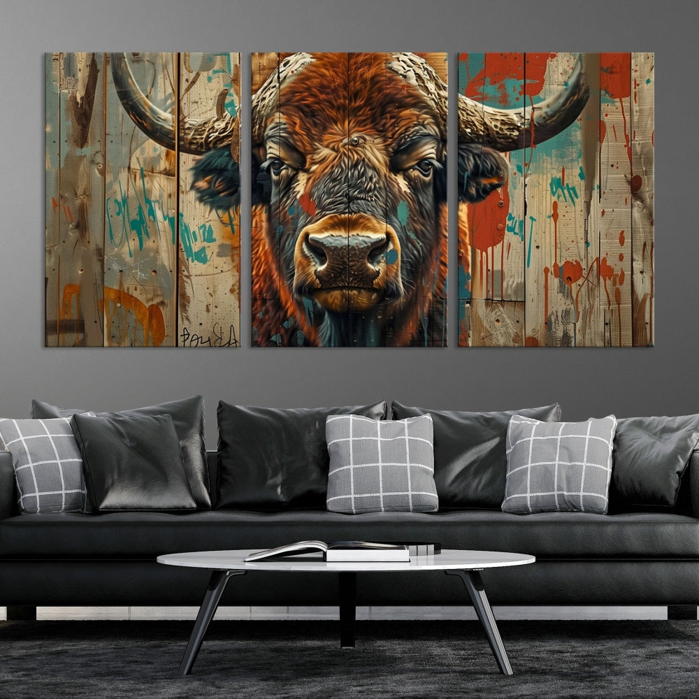 Bison Canvas Wall Art, American Buffalo Print Canvas