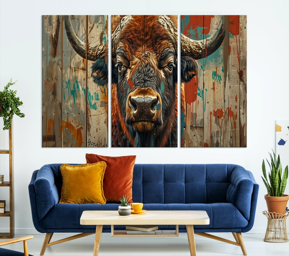 Bison Canvas Wall Art, American Buffalo Print Canvas