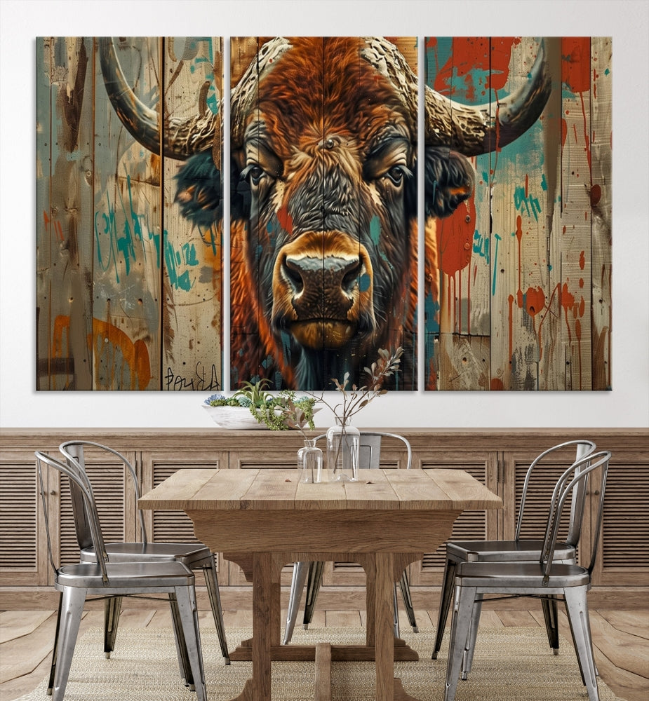Bison Canvas Wall Art, American Buffalo Print Canvas