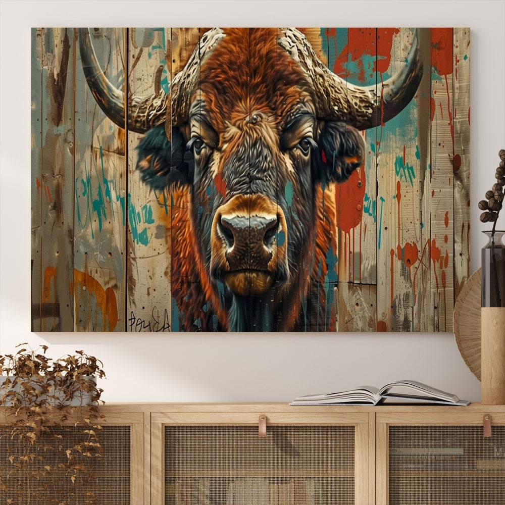 Bison Canvas Wall Art, American Buffalo Print Canvas