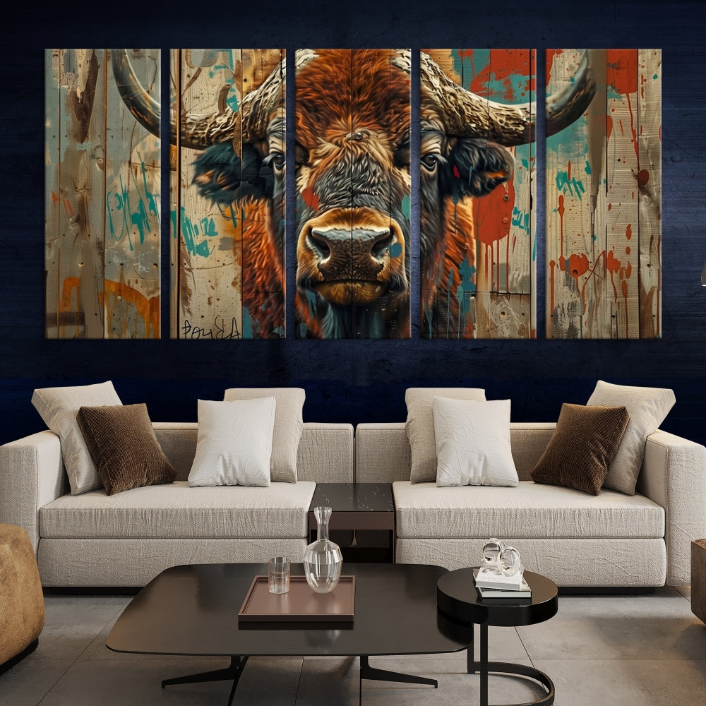 Bison Canvas Wall Art, American Buffalo Print Canvas
