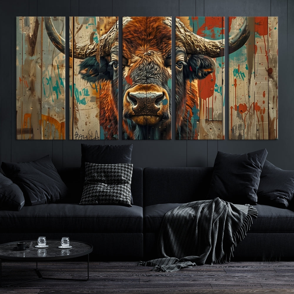 Bison Canvas Wall Art, American Buffalo Print Canvas