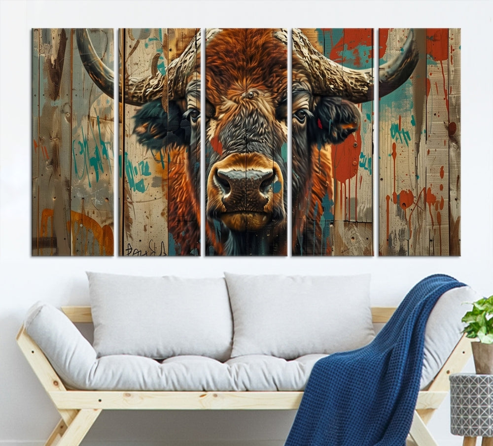 Bison Canvas Wall Art, American Buffalo Print Canvas