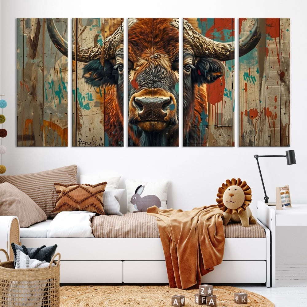 Bison Canvas Wall Art, American Buffalo Print Canvas