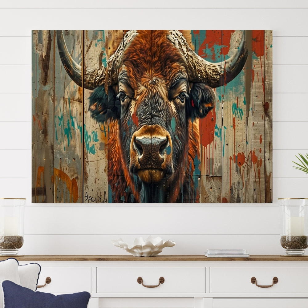 Bison Canvas Wall Art, American Buffalo Print Canvas