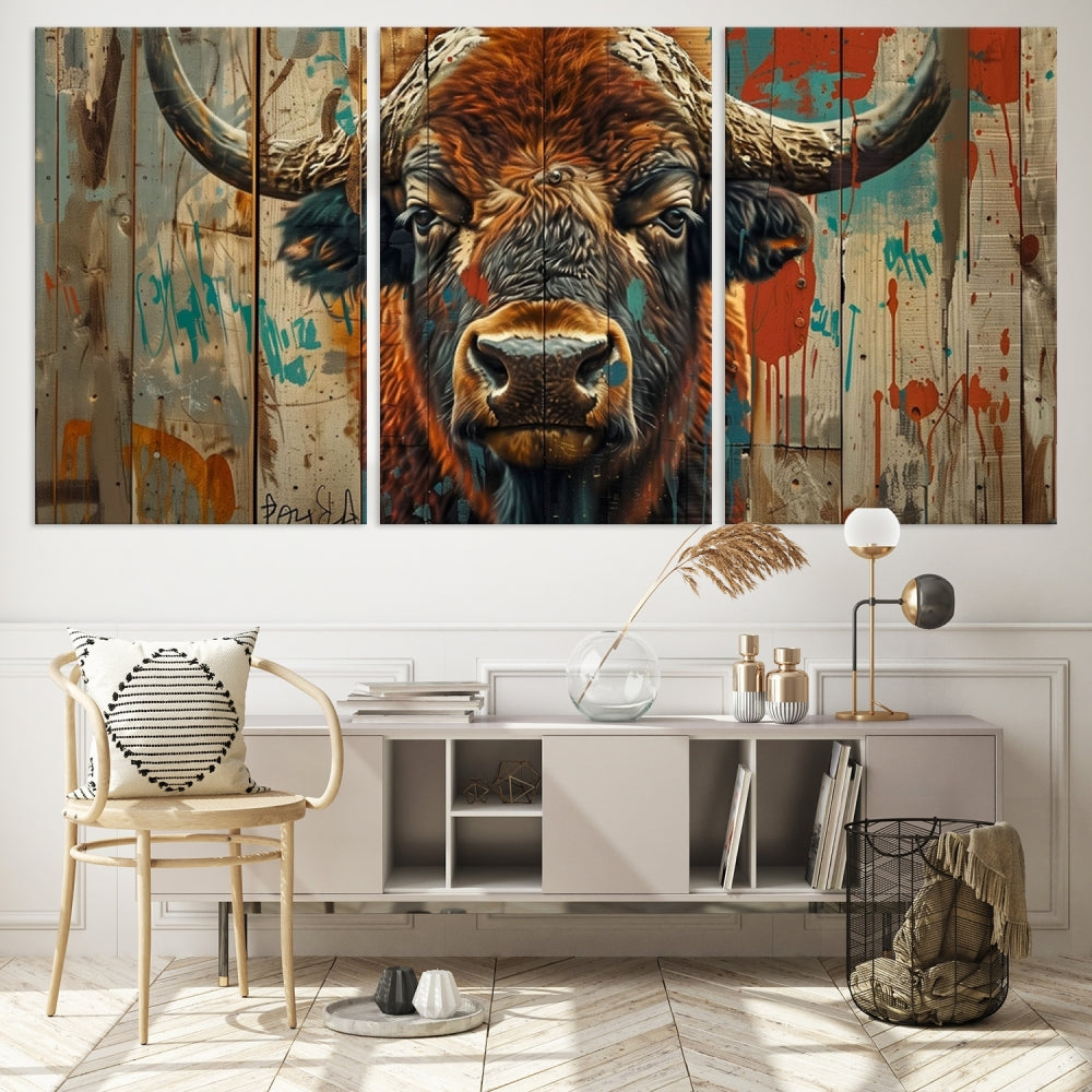 Bison Canvas Wall Art, American Buffalo Print Canvas
