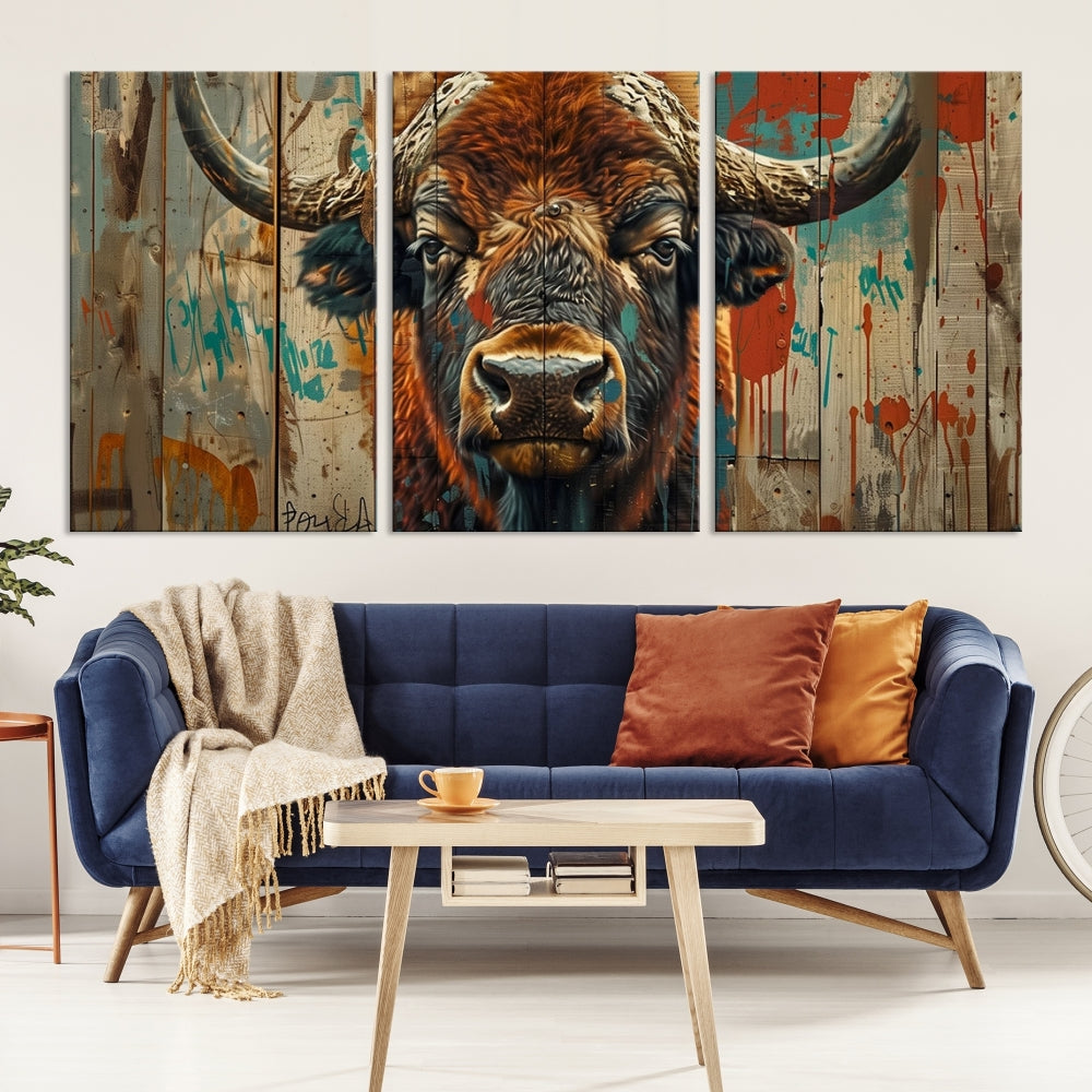 Bison Canvas Wall Art, American Buffalo Print Canvas