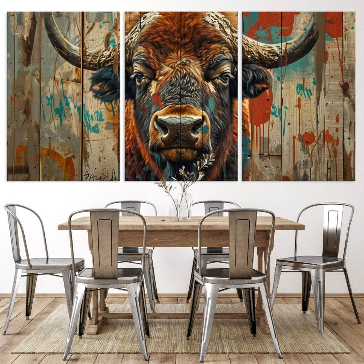 Bison Canvas Wall Art, American Buffalo Print Canvas