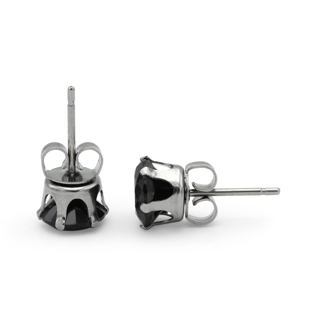 Cubic Zirconia Round Black Stud Earrings Set Of 2 Stainless Steel Jewelry Men Women
