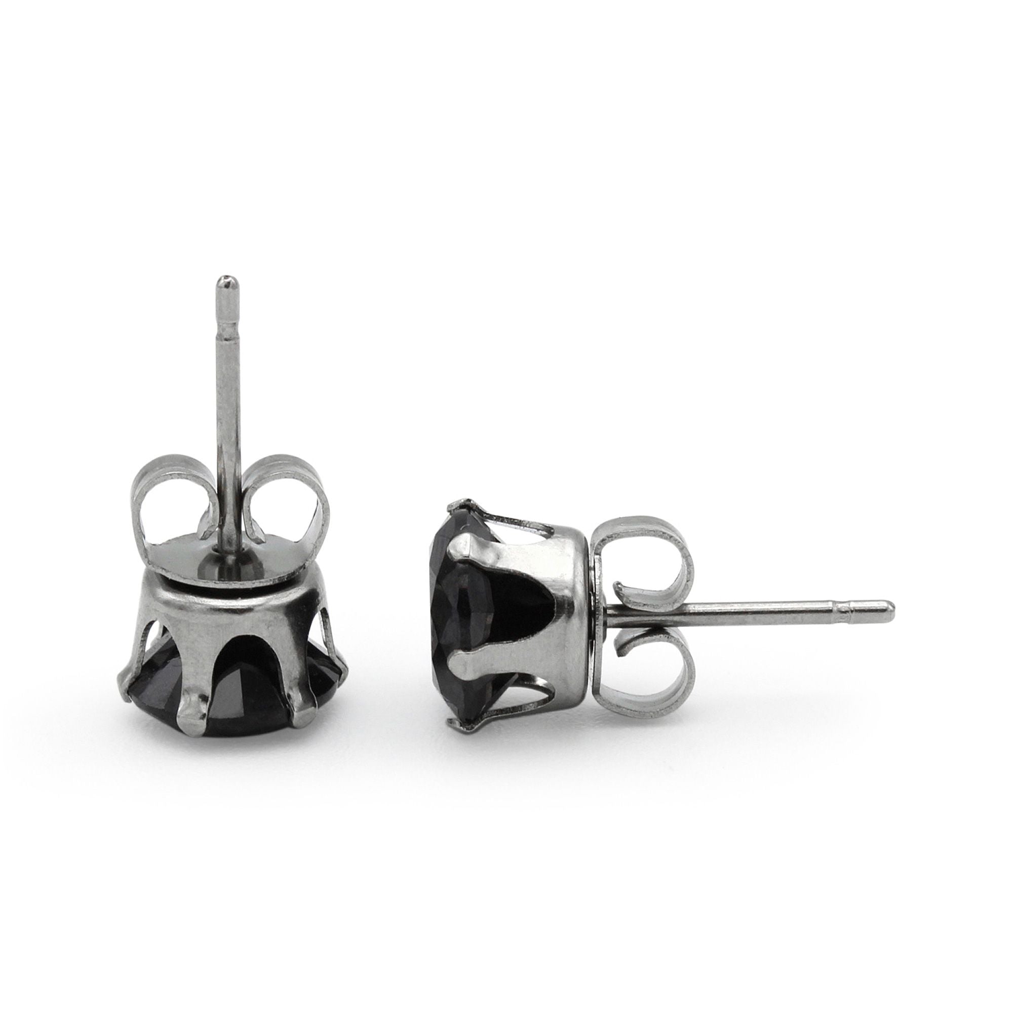 Cubic Zirconia Round Black Stud Earrings Set Of 2 Stainless Steel Jewelry Men Women