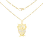 Owl Cubic Zirconia Pendant With Necklace Set 14K Gold Filled