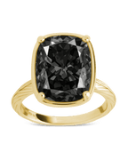 Sterling Silver Elongated Cushion Black CZ Cocktail Ring