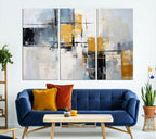 Black Orange Abstract Wall Art Canvas Print, Contemporary Canvas Print