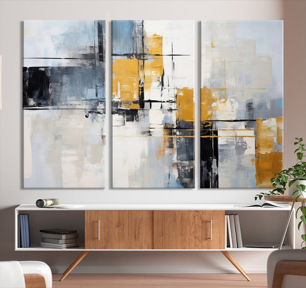 Black Orange Abstract Wall Art Canvas Print, Contemporary Canvas Print