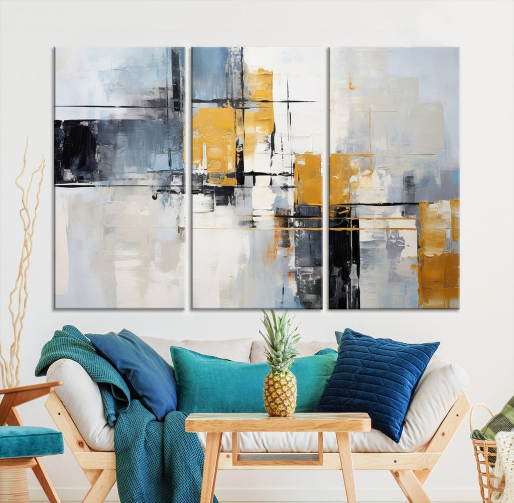 Black Orange Abstract Wall Art Canvas Print, Contemporary Canvas Print