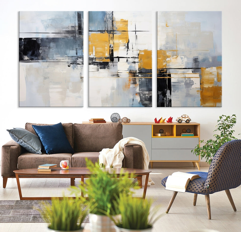 Black Orange Abstract Wall Art Canvas Print, Contemporary Canvas Print