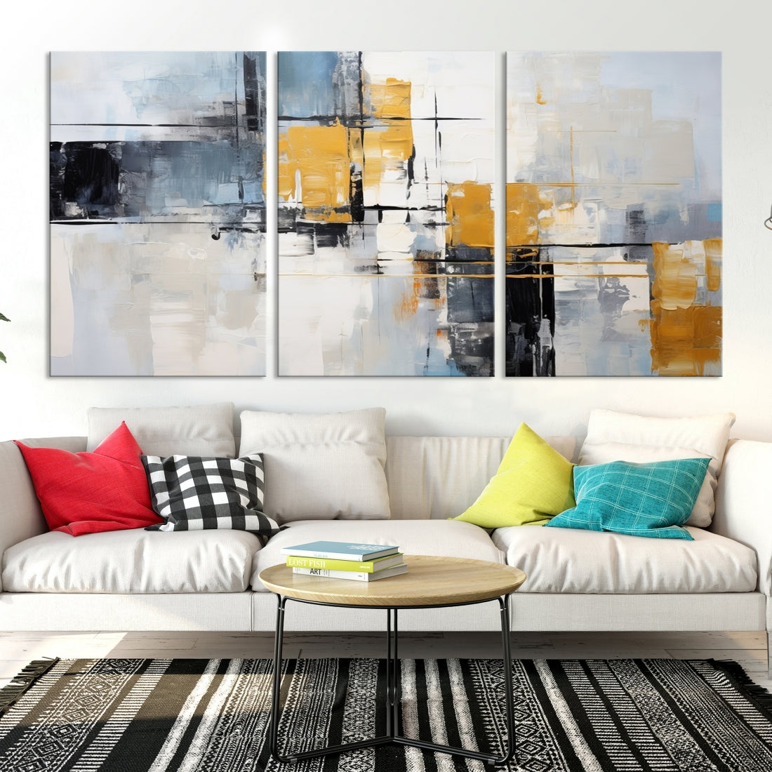 Black Orange Abstract Wall Art Canvas Print, Contemporary Canvas Print