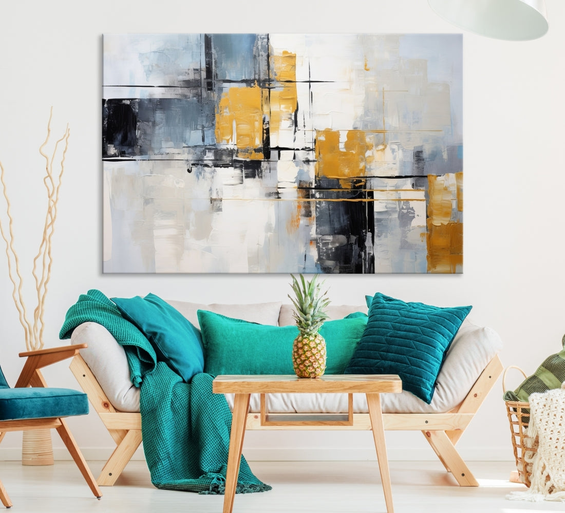 Black Orange Abstract Wall Art Canvas Print, Contemporary Canvas Print