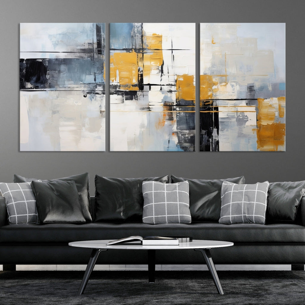 Black Orange Abstract Wall Art Canvas Print, Contemporary Canvas Print
