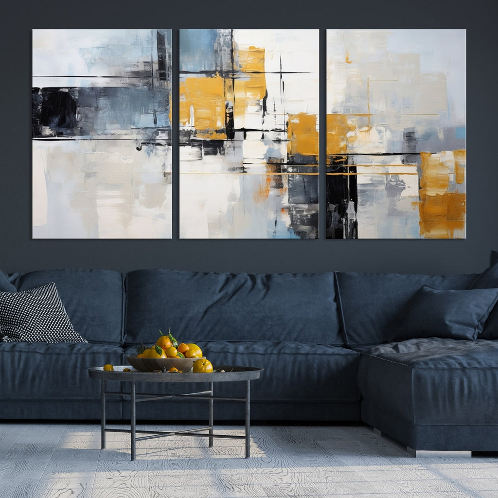 Black Orange Abstract Wall Art Canvas Print, Contemporary Canvas Print