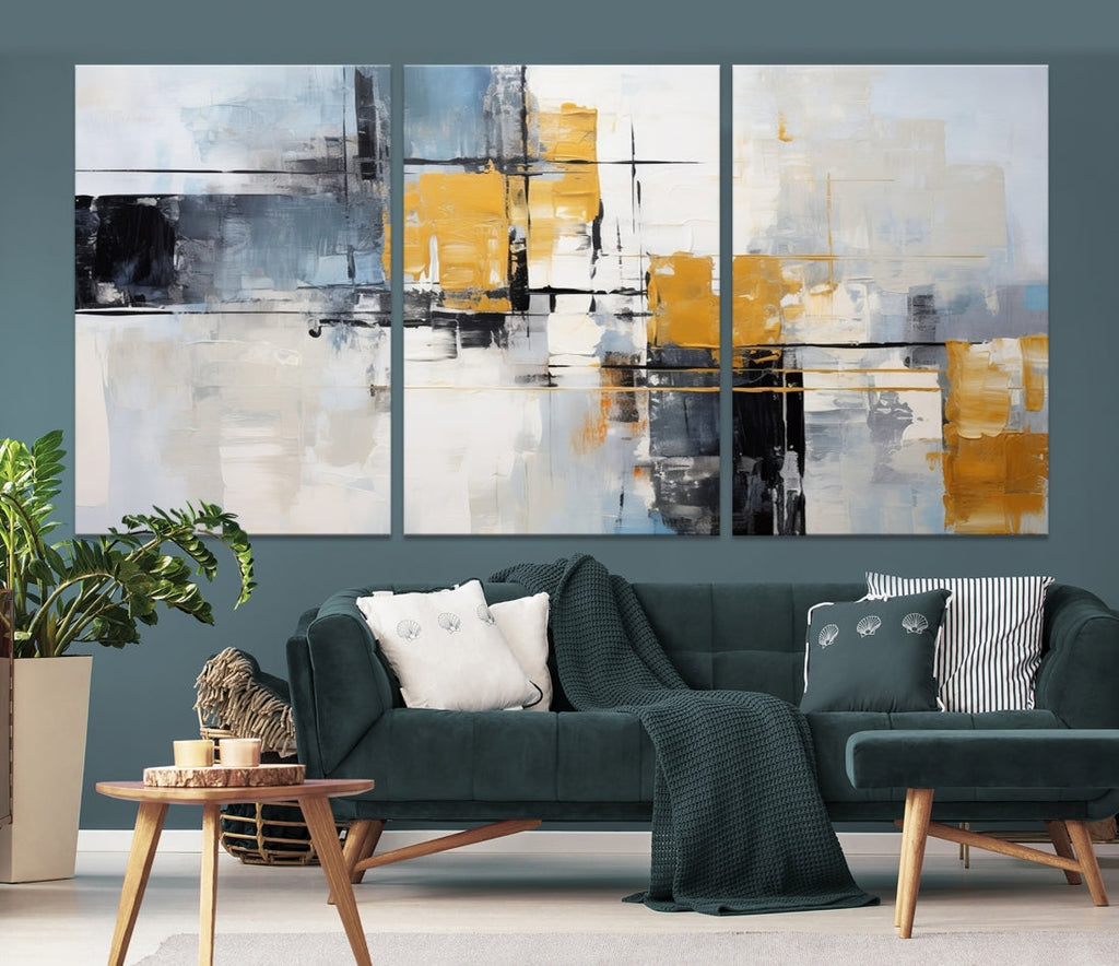 Black Orange Abstract Wall Art Canvas Print, Contemporary Canvas Print