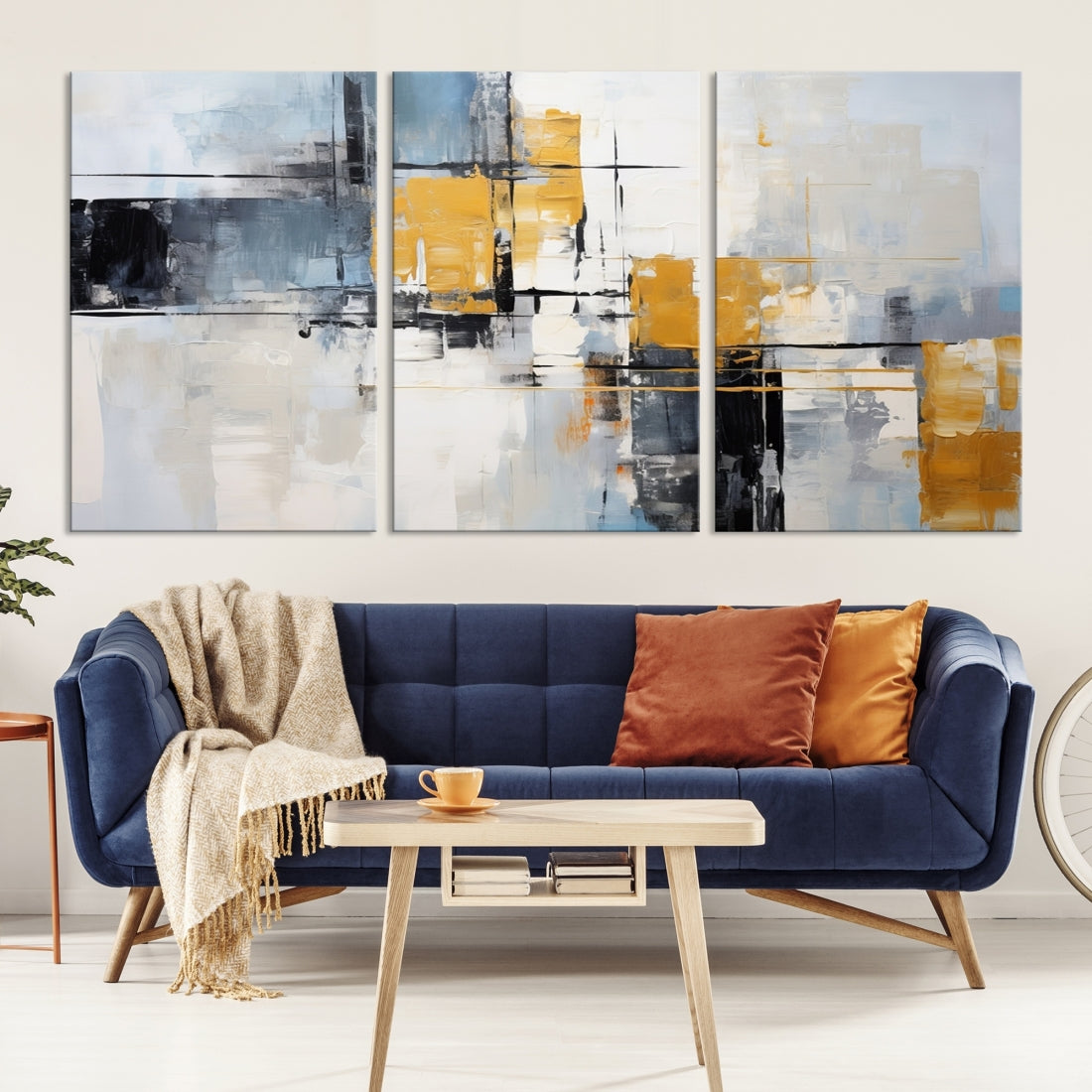 Black Orange Abstract Wall Art Canvas Print, Contemporary Canvas Print