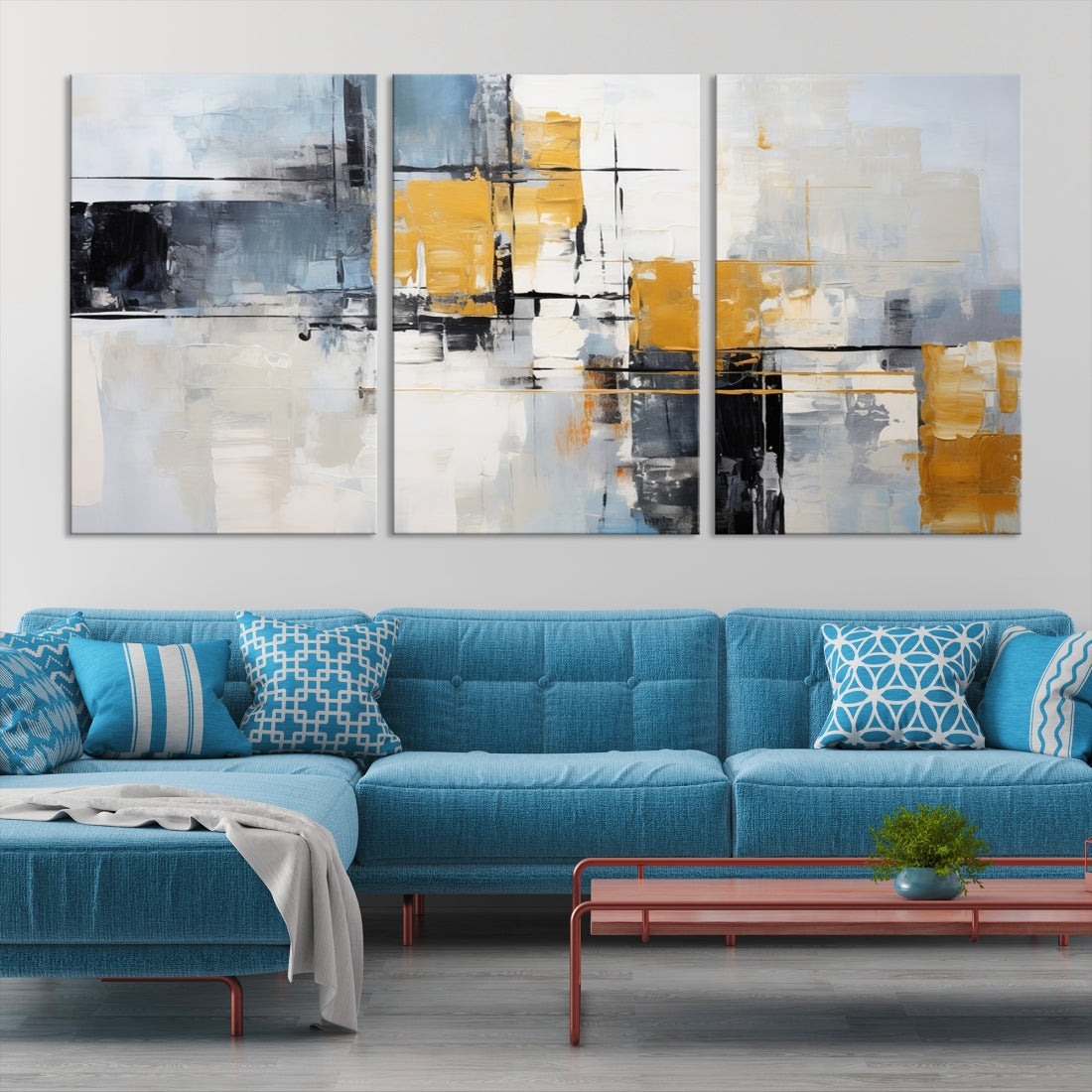 Black Orange Abstract Wall Art Canvas Print, Contemporary Canvas Print