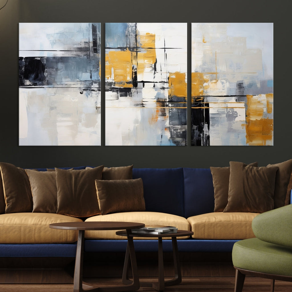 Black Orange Abstract Wall Art Canvas Print, Contemporary Canvas Print