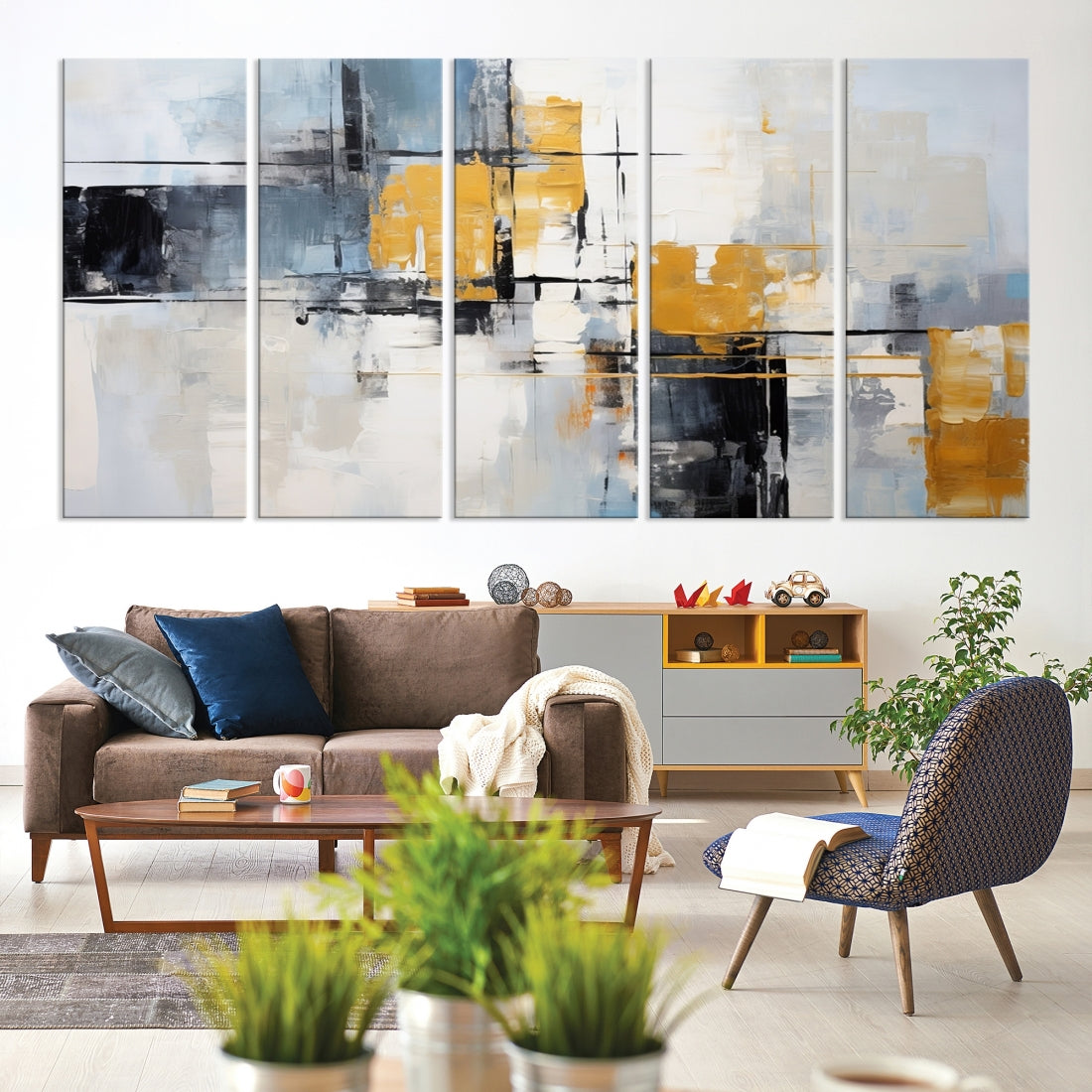 Black Orange Abstract Wall Art Canvas Print, Contemporary Canvas Print