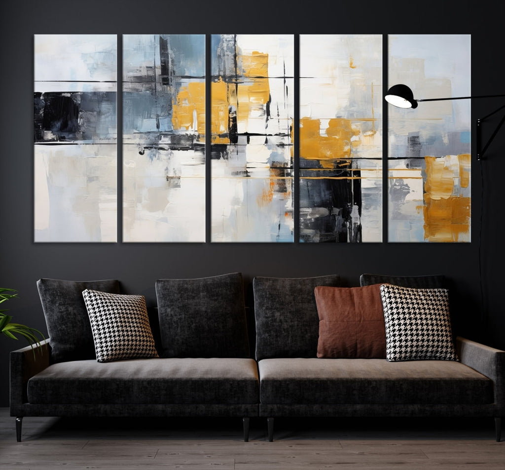Black Orange Abstract Wall Art Canvas Print, Contemporary Canvas Print