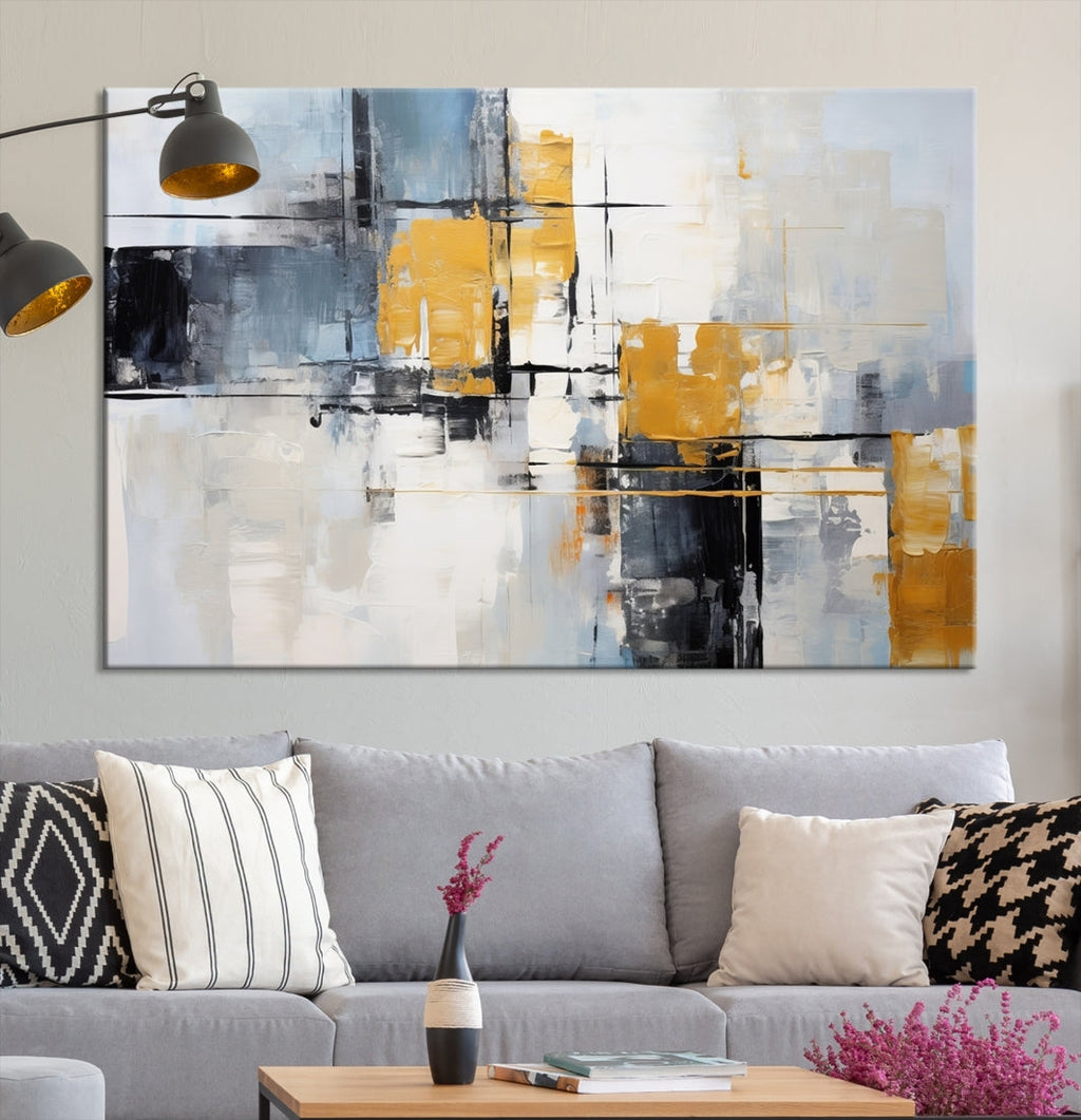 Black Orange Abstract Wall Art Canvas Print, Contemporary Canvas Print