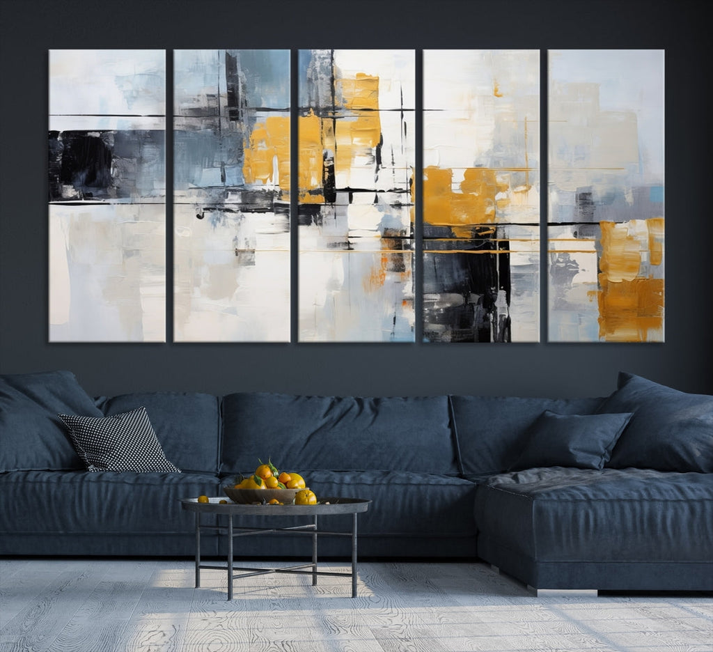 Black Orange Abstract Wall Art Canvas Print, Contemporary Canvas Print