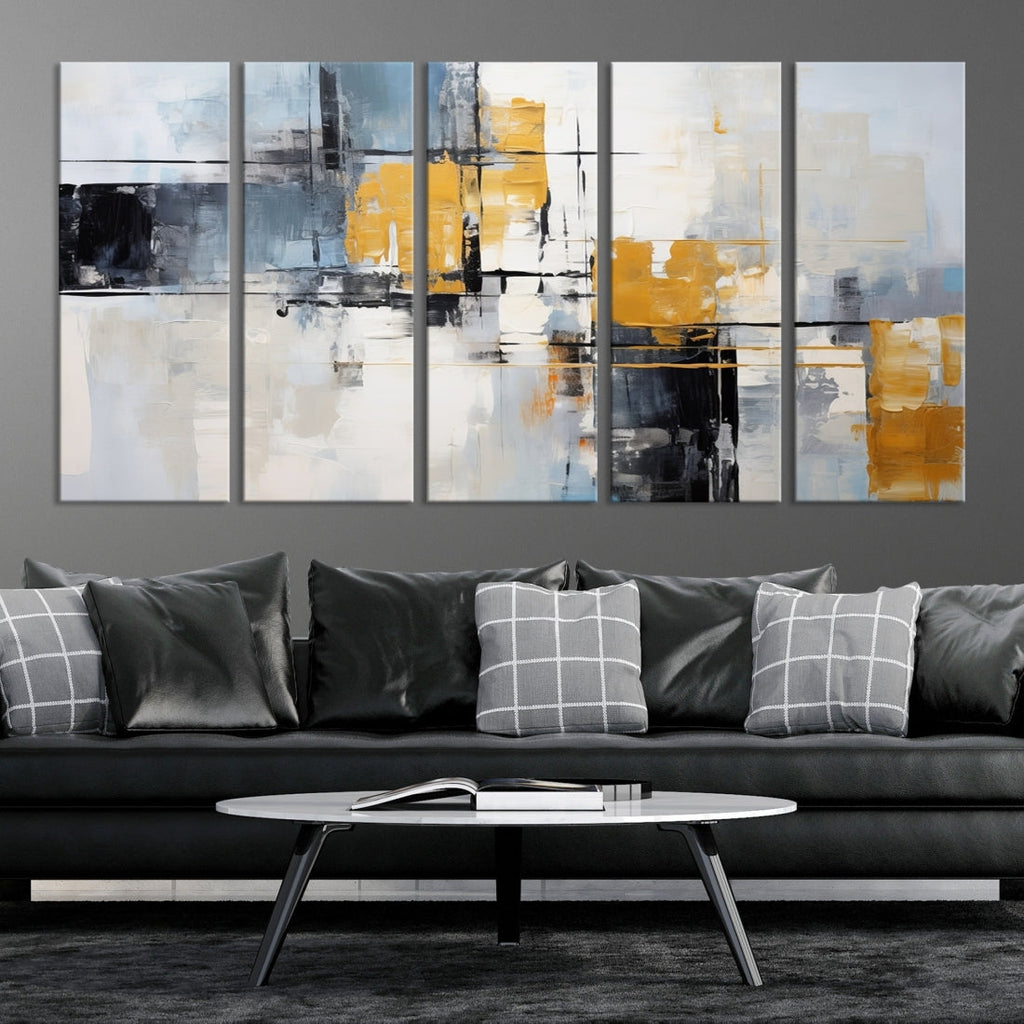 Black Orange Abstract Wall Art Canvas Print, Contemporary Canvas Print