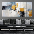 Black Orange Abstract Wall Art Canvas Print, Contemporary Canvas Print