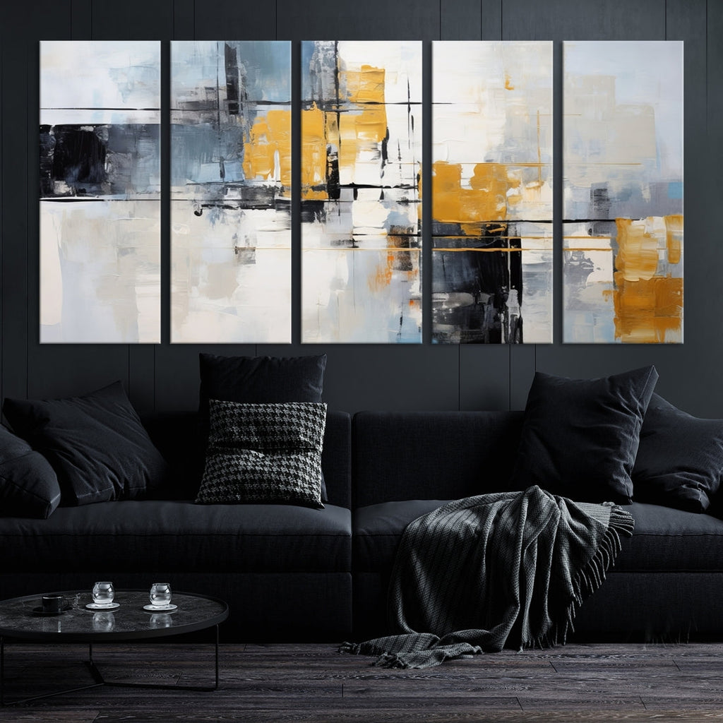 Black Orange Abstract Wall Art Canvas Print, Contemporary Canvas Print
