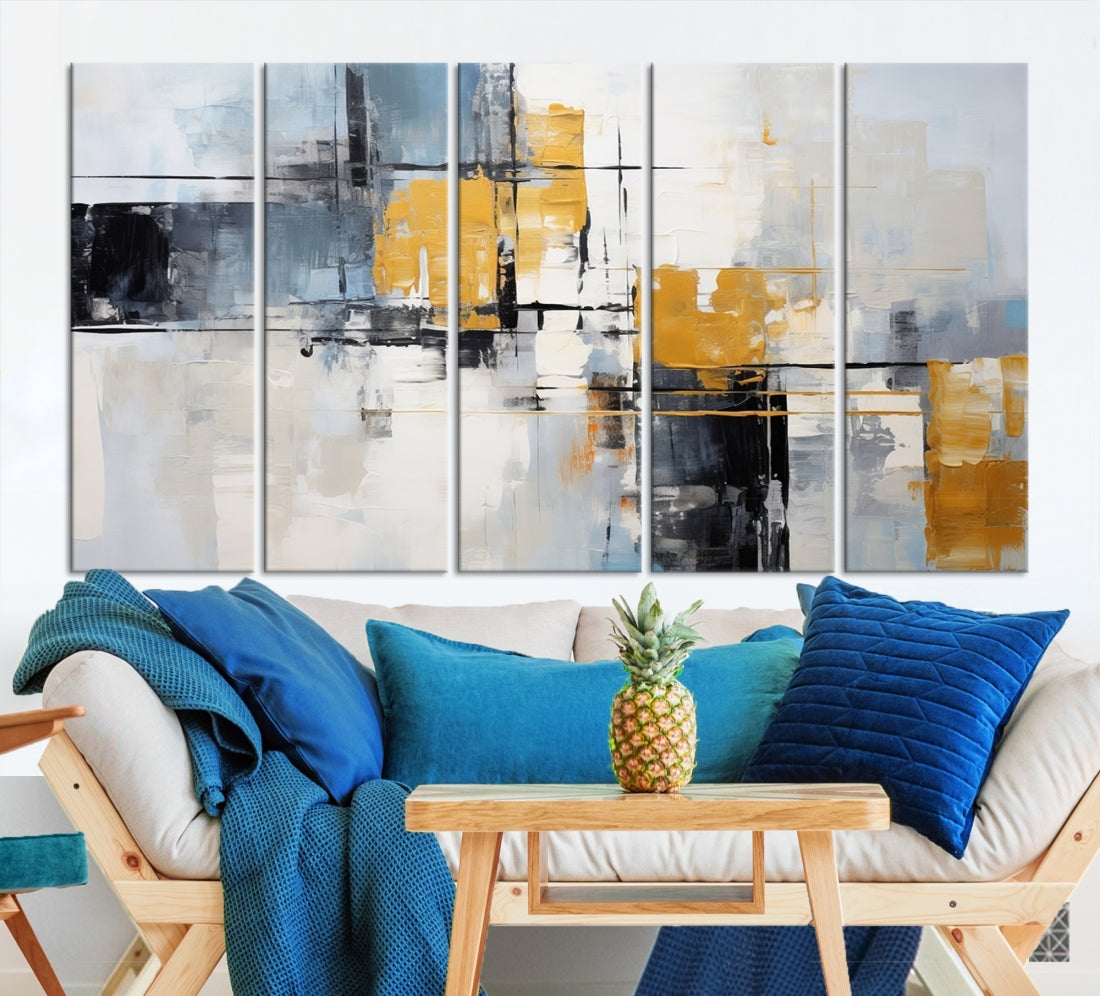 Black Orange Abstract Wall Art Canvas Print, Contemporary Canvas Print