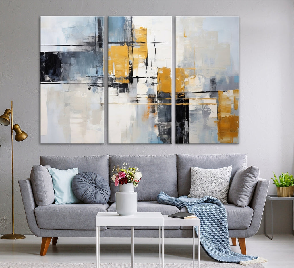 Black Orange Abstract Wall Art Canvas Print, Contemporary Canvas Print