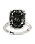 Sterling Silver Elongated Cushion Black CZ Cocktail Ring
